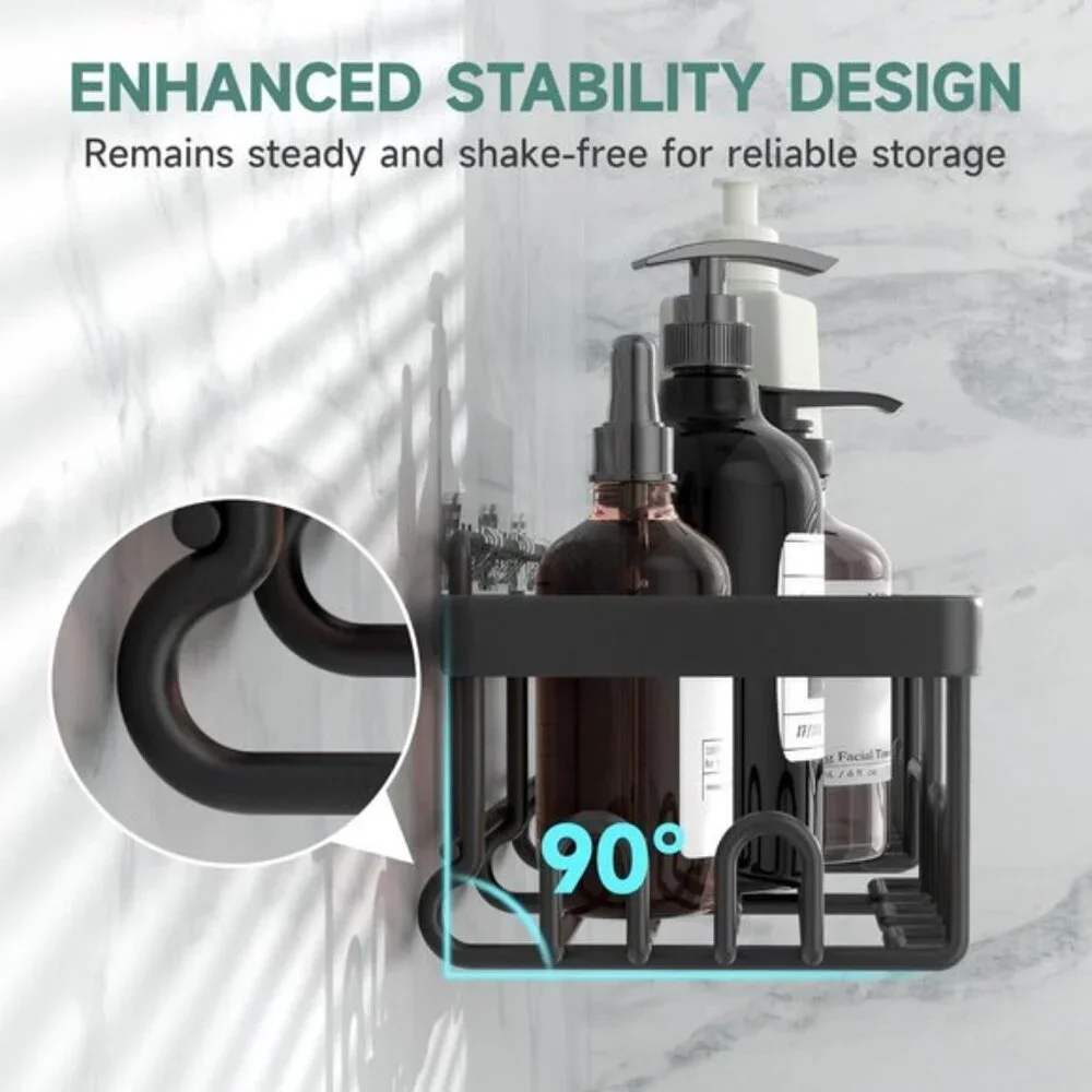 New Stainless Steel Shower Caddy 6-Pack, Rustproof Adhesive Shelves, No Drilling